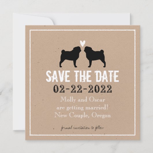 パグの結婚式・Save the Date セーブザデート (正面)