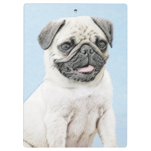パグの絵画-かわいい元の犬の芸術 クリップボード (裏面)