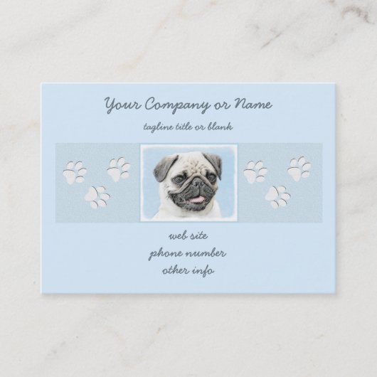 パグの絵画-かわいい元の犬の芸術 名刺 (正面)