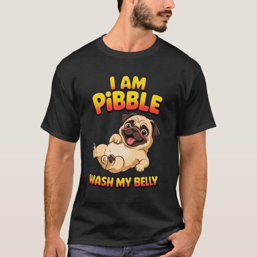 パグの腹を洗って Tシャツ (正面)