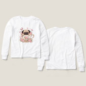 パグの花畑の夢 キッズTシャツ – かわいい花柄のパグ (デザイン 正面＆背面)