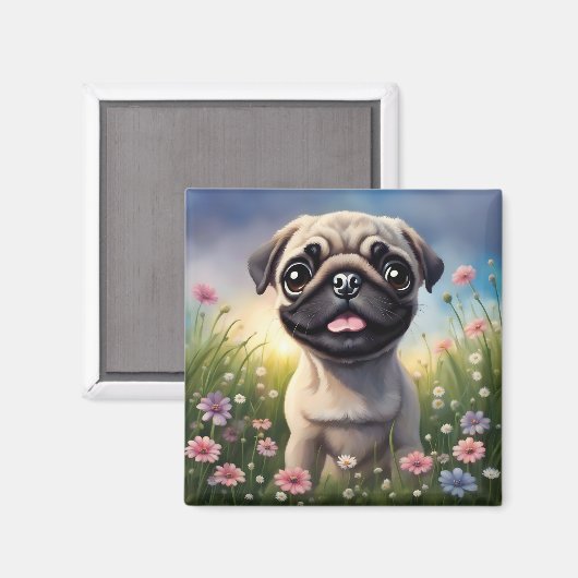 パグの花 マグネット (正面/裏面)