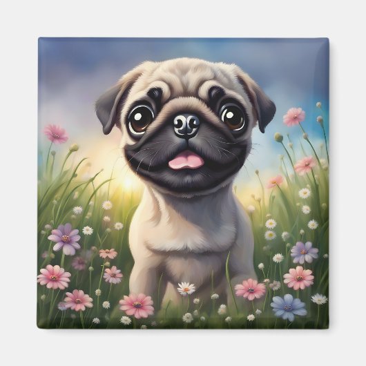 パグの花 マグネット (正面)