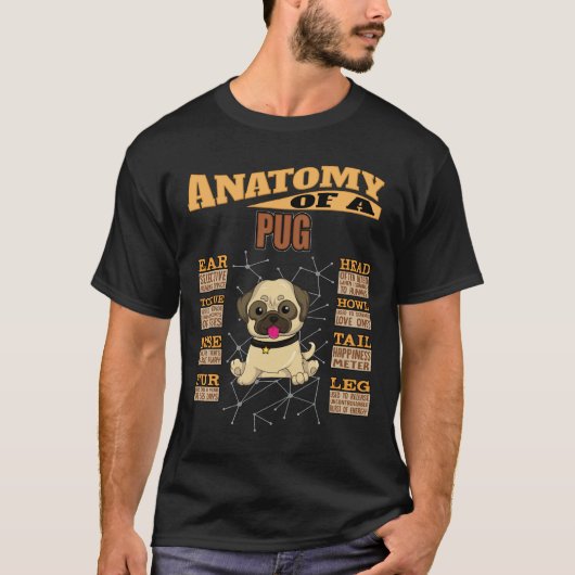 パグの解剖図 - 笑えるパグデザイン クラシック 235 Tシャツ (正面)