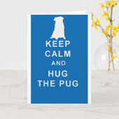 パグの誕生日カード　KEEP CALM ハグ・ザ・パグ カード (黄色い花)