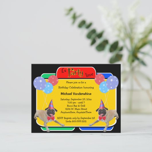 パグの誕生日Barker 招待状 (スタンド正面)