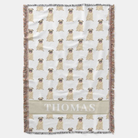 パグの赤ちゃんのためのオーダーメイドブランケット スローブランケット (正面縦)