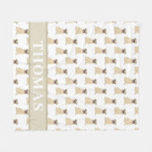 パグの赤ちゃん用オーダーメイドブランケット フリースブランケット (正面(横))