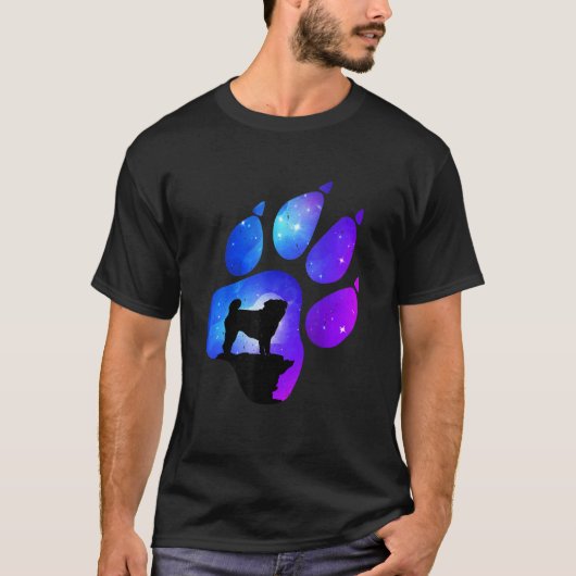 パグの足パグ犬パパママ Tシャツ (正面)