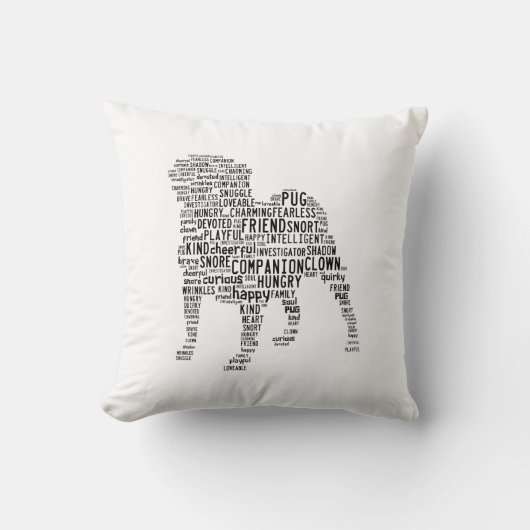 パグの雲の枕 クッション (正面)