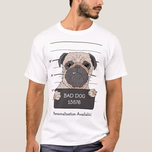パグの顔写真が面白いマグ Tシャツ (正面)
