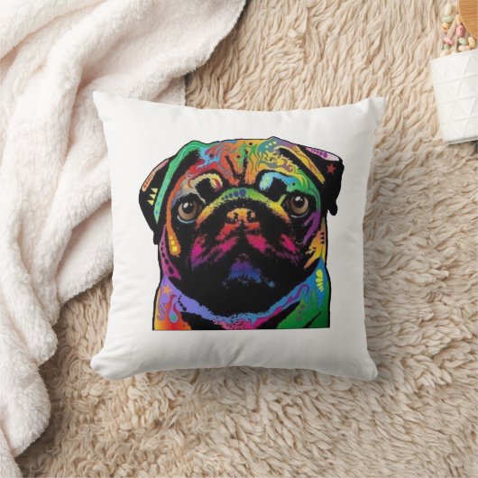 パグの顔 クッション (ブランケット)