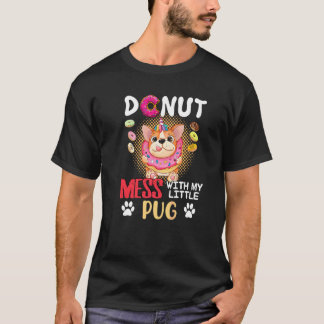 パグの飼い主ユニセックスTシャツ 面白いパグ好きのドーナツ Tシャツ