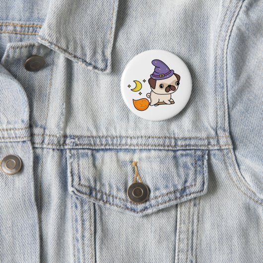 パグの魔女ボタン 缶バッジ (インサイチュ)