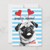 パグのnはバレンタインカードに接吻します シーズンカード (正面)