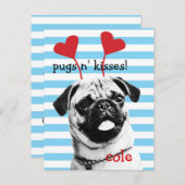パグのnはバレンタインカードに接吻します シーズンカード (正面/裏面)