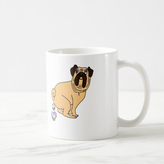 パグのPoopingのカップケーキのマグ コーヒーマグカップ (右)