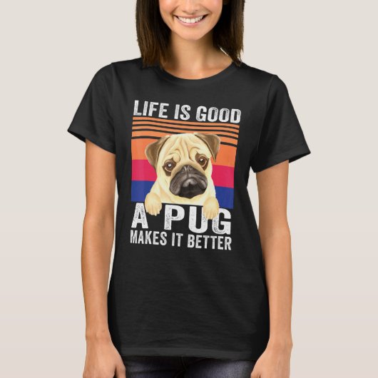 パグはあなたの人生を豊かにする ヴィンテージ Tシャツ (正面)