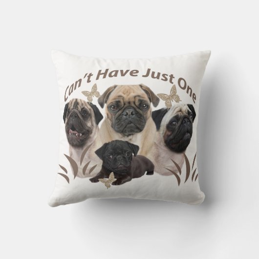 パグはちょうど1服装およびギフトを有することができません クッション (裏面)