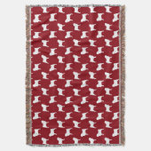 パグはパターン赤のシルエットを描きます スローブランケット (正面縦)