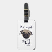 パグを愛するちょうど女の子 ラゲッジタグ (正面縦)