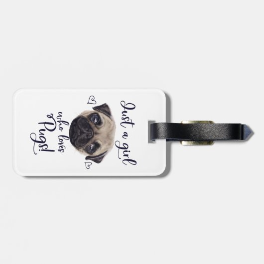 パグを愛するちょうど女の子 ラゲッジタグ (裏面横)