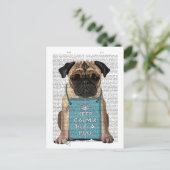 パグを抱く ポストカード (スタンド正面)