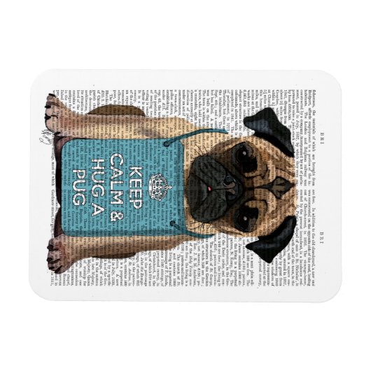 パグを抱く マグネット (横)