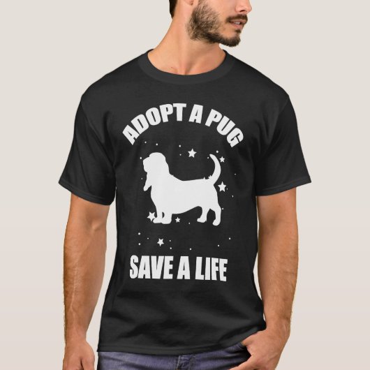 パグを迎えて命を救おう Tシャツ (正面)