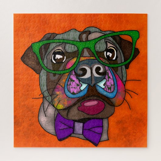 パグインサングラス醜い顔ジグソーパズル ジグソーパズル (縦)