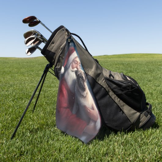 パグウィズサンタクロースフェスティバルクリスマス ゴルフタオル (グリーン)