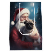 パグウィズサンタクロースフェスティバルクリスマス ミディアムペーパーバッグ (裏面)