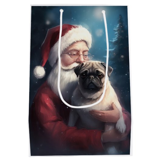 パグウィズサンタクロースフェスティバルクリスマス ミディアムペーパーバッグ (裏面)