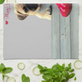 パグウィッシュハッピーバレンタインデーキッチンタオル キッチンタオル (折り畳み)