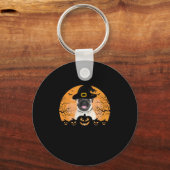 パグウィッチハットジャックオランタンドッグハロウィーンTシャツ キーホルダー (正面)