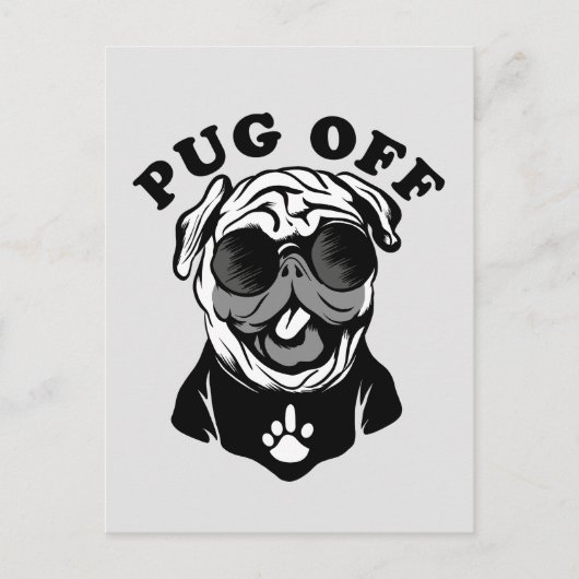 パグオフ | Pugおもしろい愛好家のためのPunユーモア ポストカード (正面)