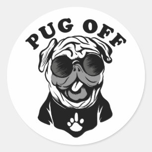 パグオフ Pugおもしろい愛好家のためのPunユーモア ラウンドシール