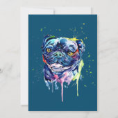 パグカラフルアートドッグ愛好家 サンキューカード (裏面)