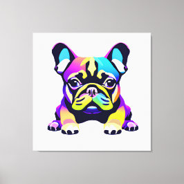 パグカラフルドッグパピー キャンバスプリント
