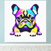 パグカラフルドッグパピー キャンバスプリント (インサイチュ (ウッドフロア))