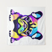 パグカラフルドッグパピー タペストリー (正面(横))