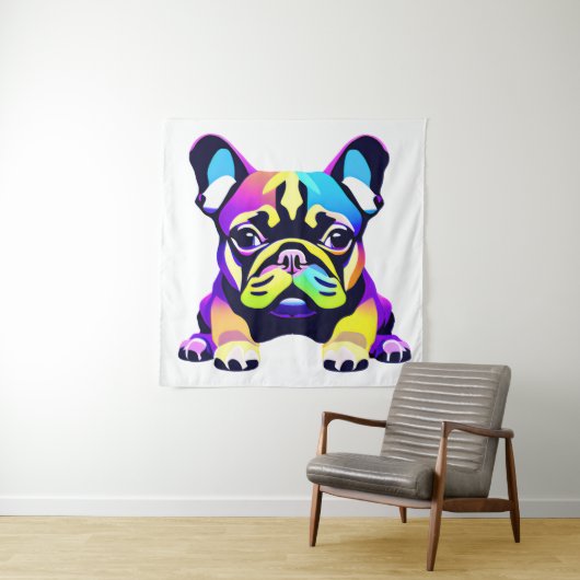 パグカラフルドッグパピー タペストリー (インサイチュ)
