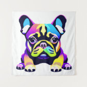 パグカラフルドッグパピー タペストリー (正面)