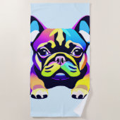 パグカラフルドッグパピー ビーチタオル (正面)