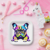 パグカラフルドッグパピー ペーパープレート (パーティー)