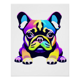 パグカラフルドッグパピー ポスター