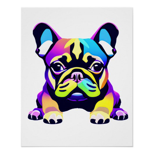 パグカラフルドッグパピー ポスター (正面)