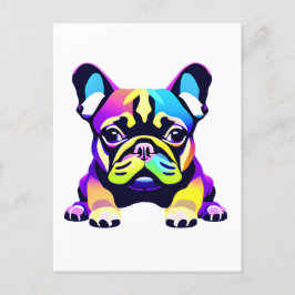 パグカラフルドッグパピー ポストカード