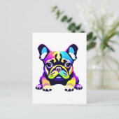 パグカラフルドッグパピー ポストカード (スタンド正面)