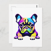 パグカラフルドッグパピー ポストカード (正面/裏面)